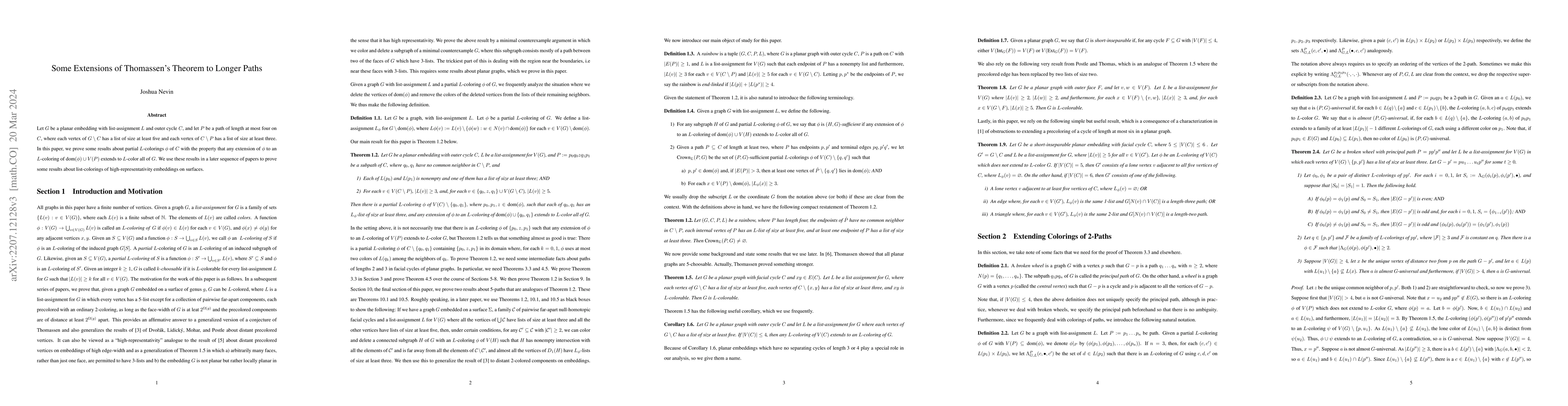 Thumbnail for Some Extensions of Thomassen's Theorem to Longer Paths