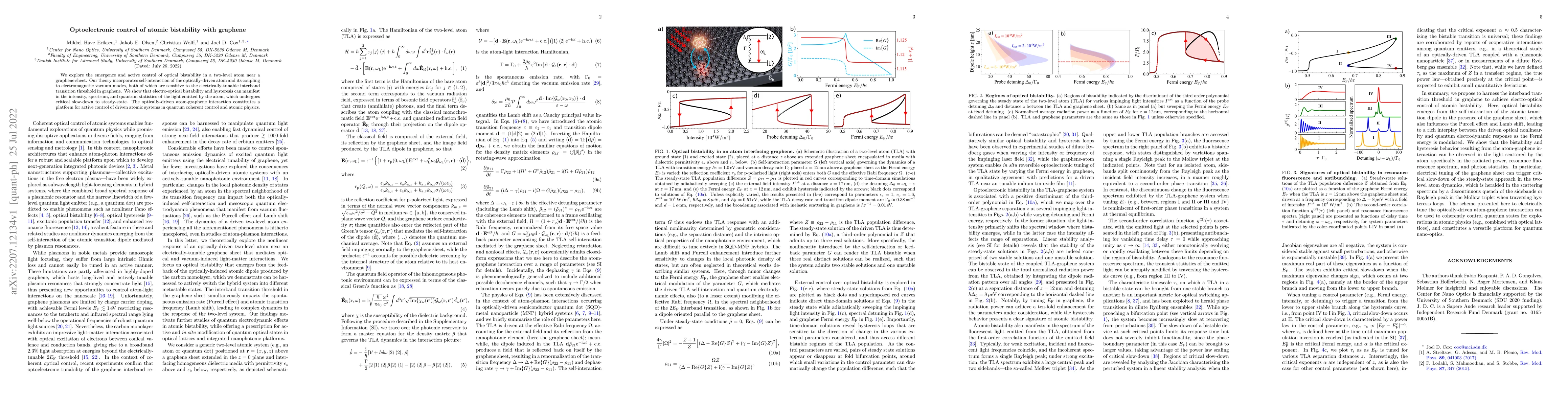 Thumbnail for Optoelectronic control of atomic bistability with graphene