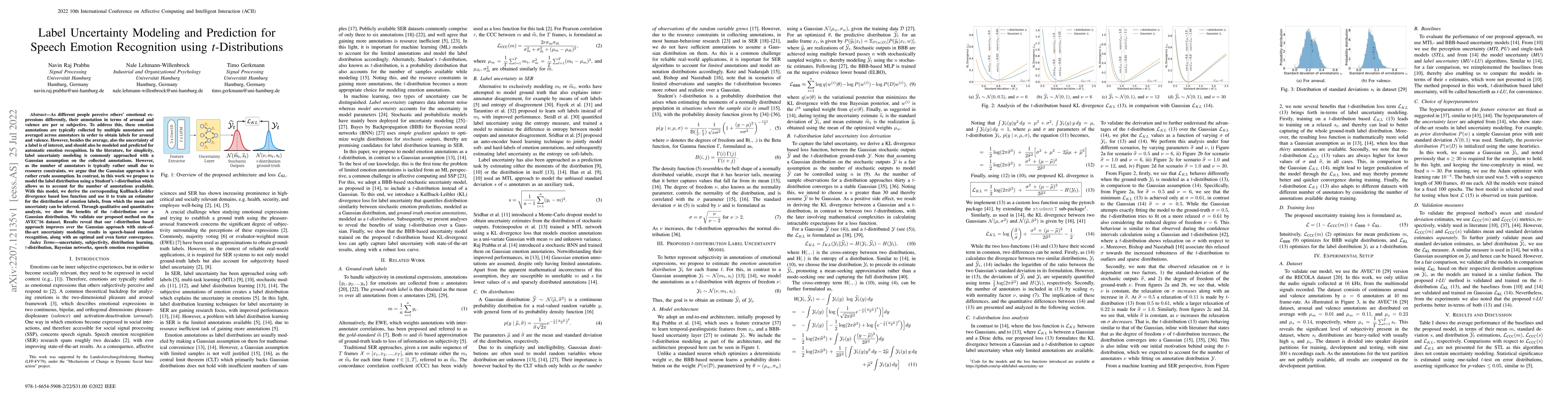 Thumbnail for Label Uncertainty Modeling and Prediction for Speech Emotion Recognition
  using t-Distributions