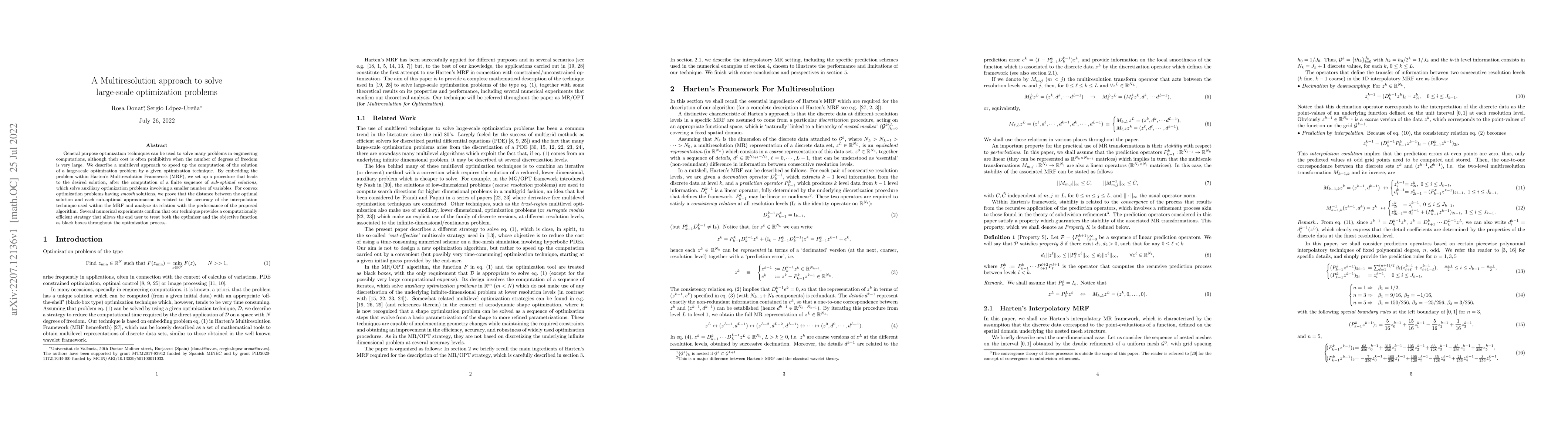 Thumbnail for A Multiresolution approach to solve large-scale optimization problems