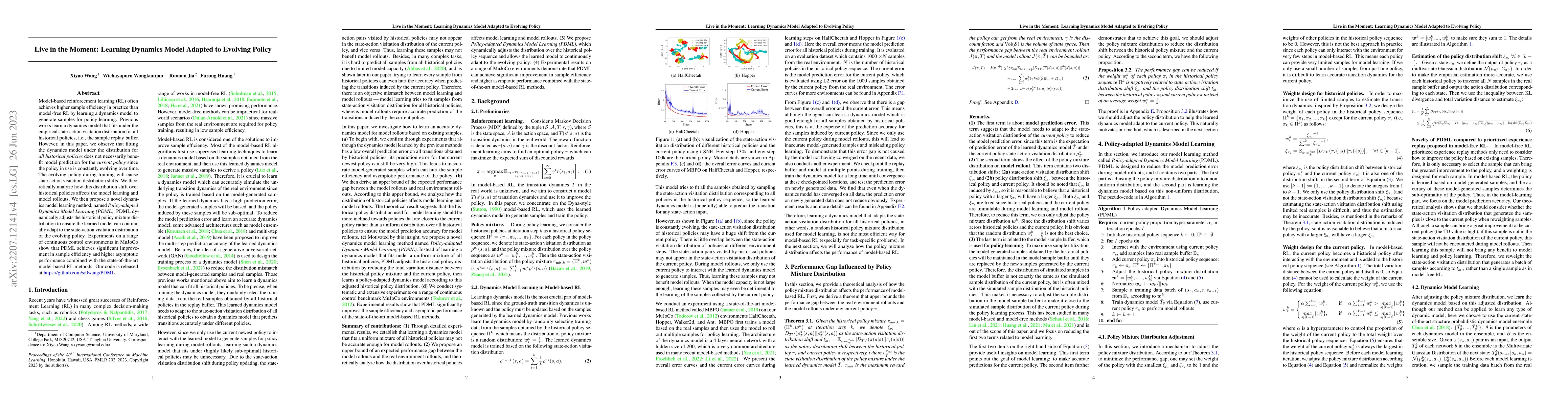 Thumbnail for Live in the Moment: Learning Dynamics Model Adapted to Evolving Policy
