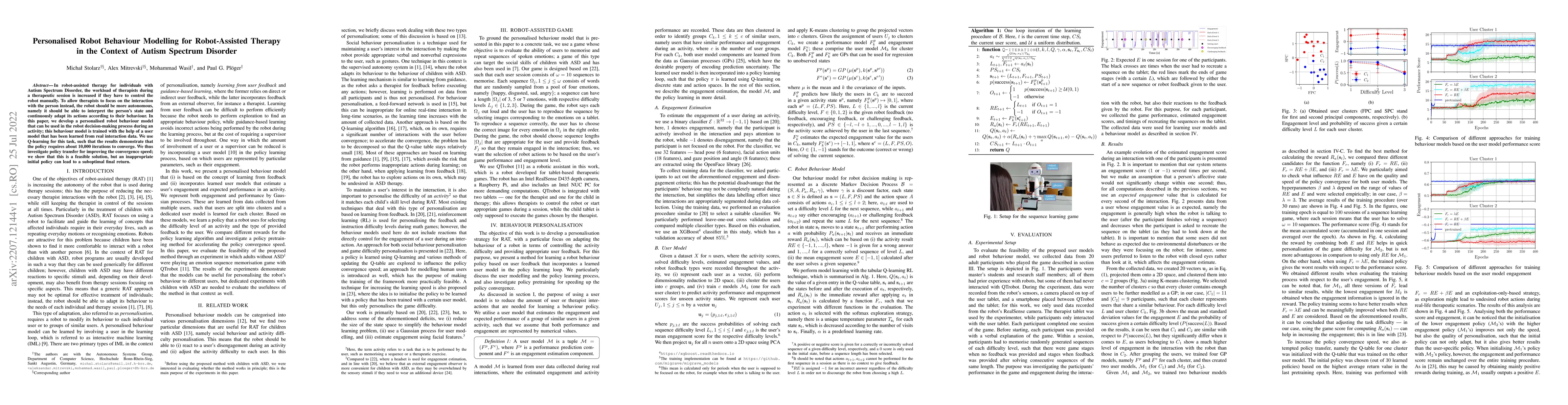 Thumbnail for Personalised Robot Behaviour Modelling for Robot-Assisted Therapy in the
  Context of Autism Spectrum Disorder