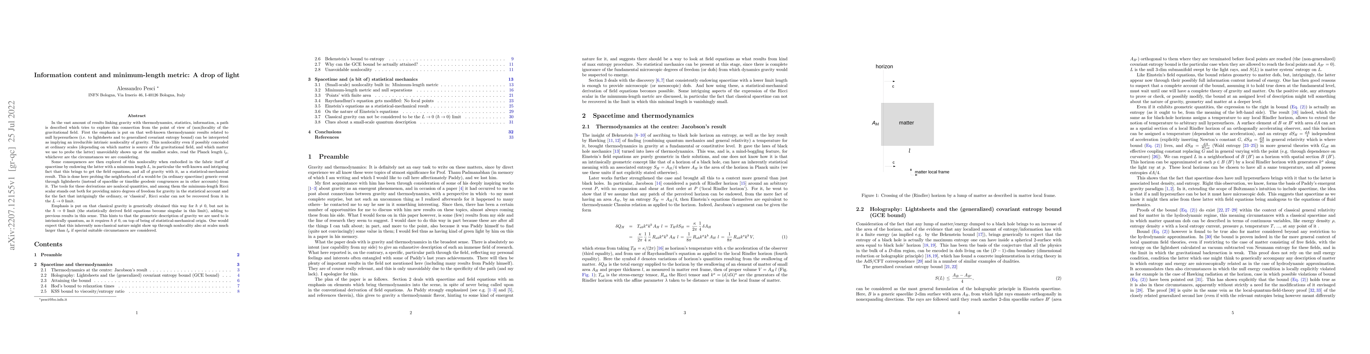 Thumbnail for Information content and minimum-length metric: A drop of light