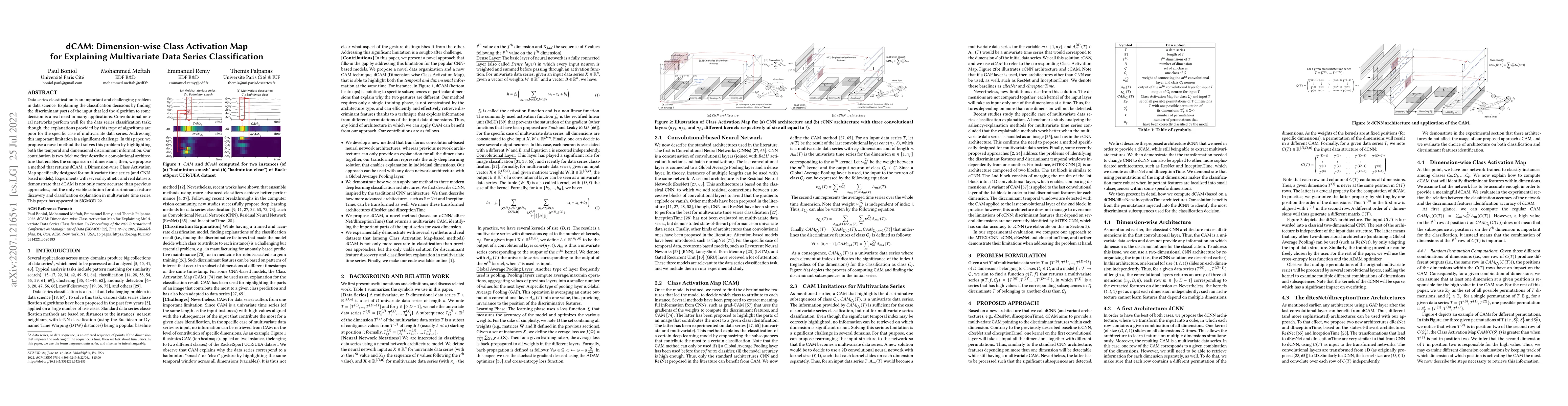 Thumbnail for dCAM: Dimension-wise Class Activation Map for Explaining Multivariate
  Data Series Classification