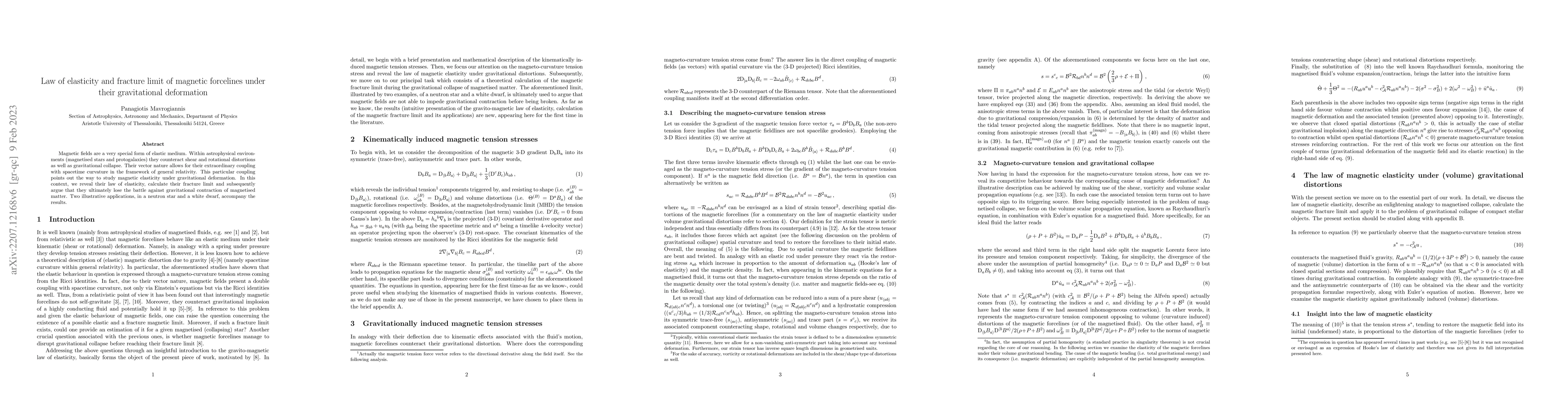 Thumbnail for Law of elasticity and fracture limit of magnetic forcelines under their
  gravitational deformation