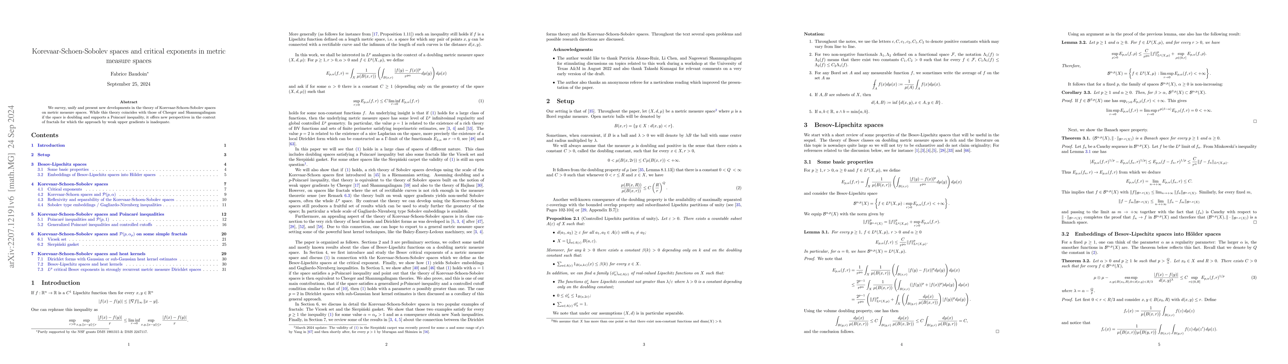Thumbnail for Korevaar-Schoen-Sobolev spaces and critical exponents in metric measure
  spaces