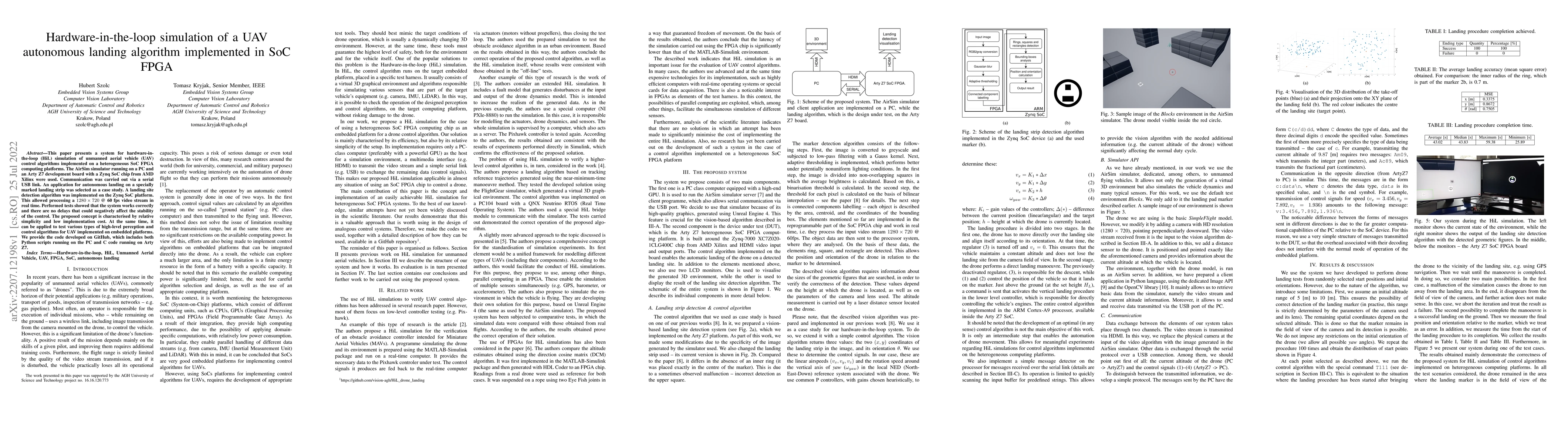 Thumbnail for Hardware-in-the-loop simulation of a UAV autonomous landing algorithm
  implemented in SoC FPGA