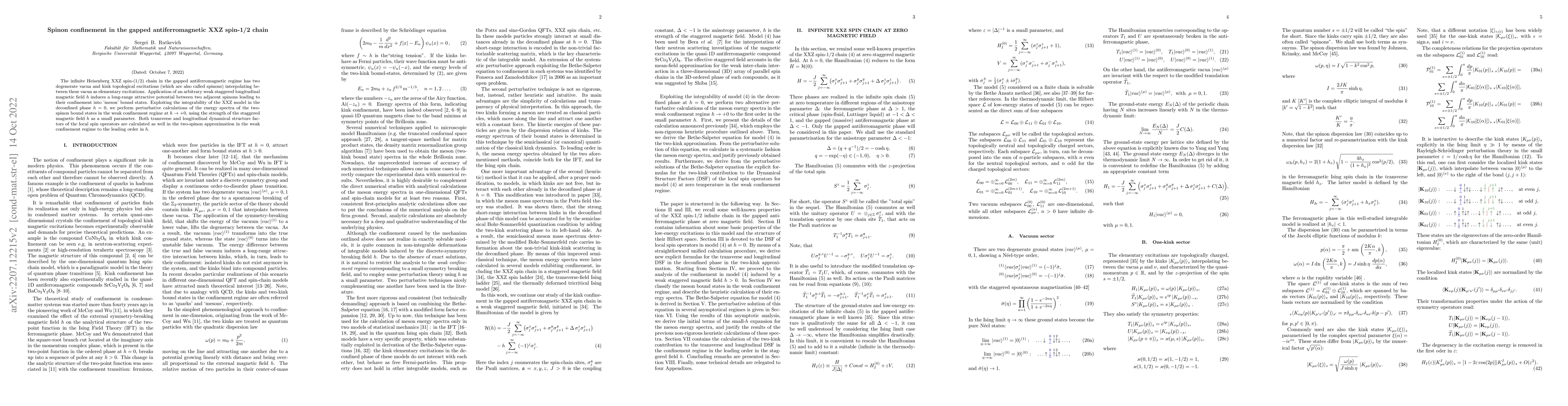 Thumbnail for Spinon confinement in the gapped antiferromagnetic XXZ spin-1/2 chain