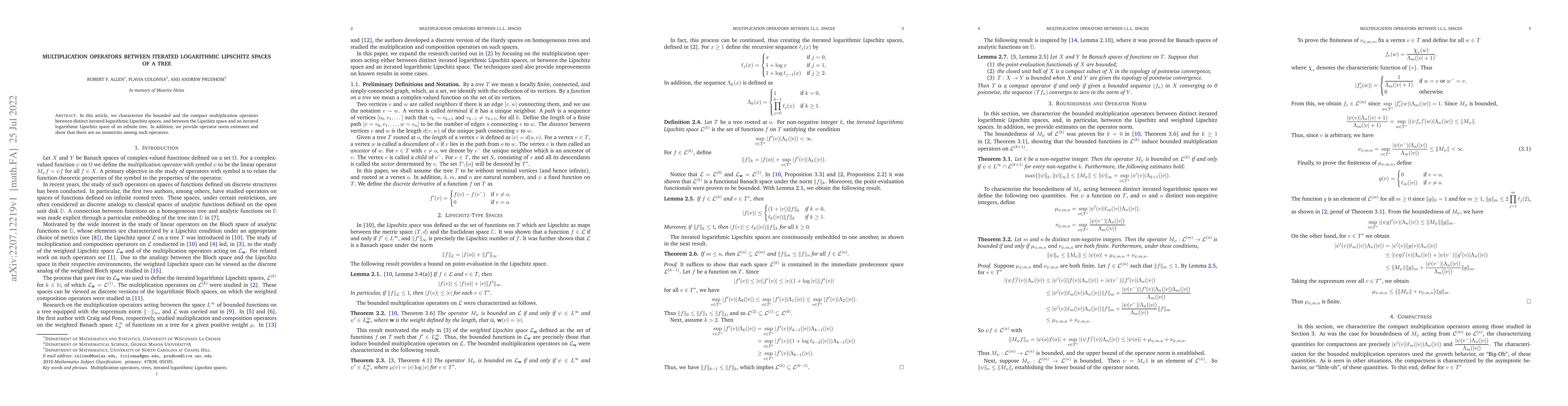Thumbnail for Multiplication operators between iterated logarithmic Lipschitz spaces
  of a tree