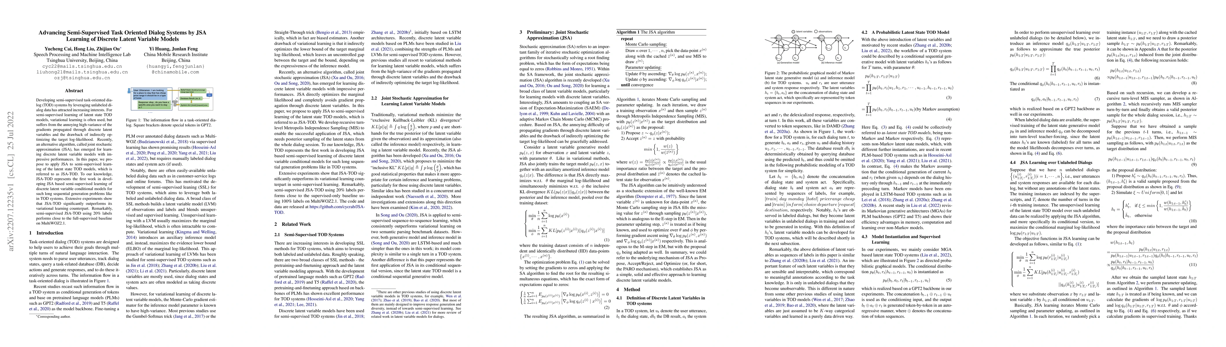 Thumbnail for Advancing Semi-Supervised Task Oriented Dialog Systems by JSA Learning
  of Discrete Latent Variable Models