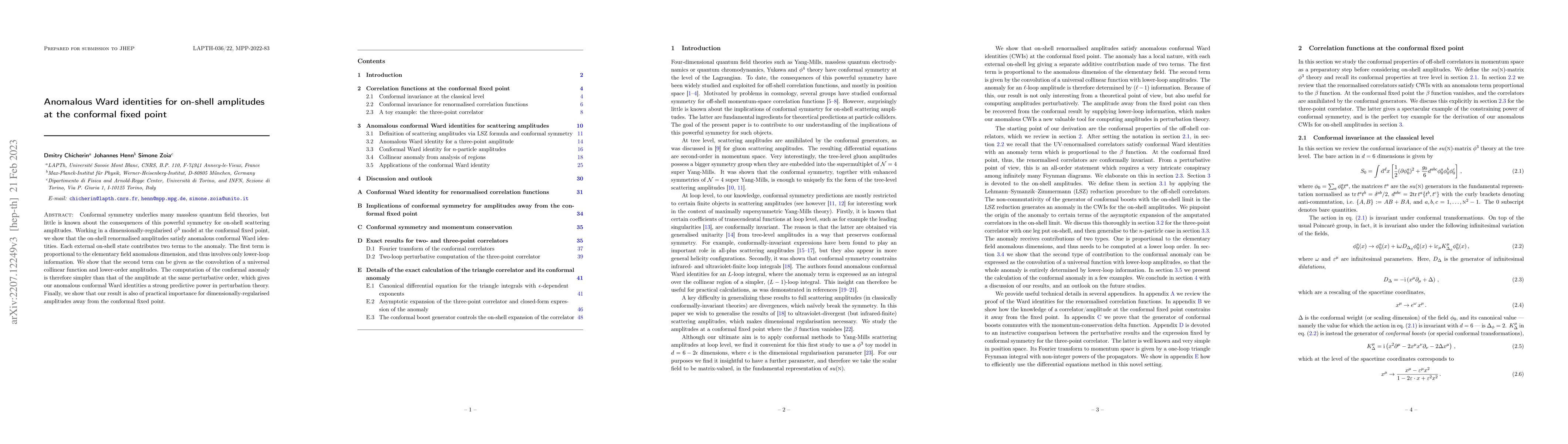 Thumbnail for Anomalous Ward identities for on-shell amplitudes at the conformal fixed
  point