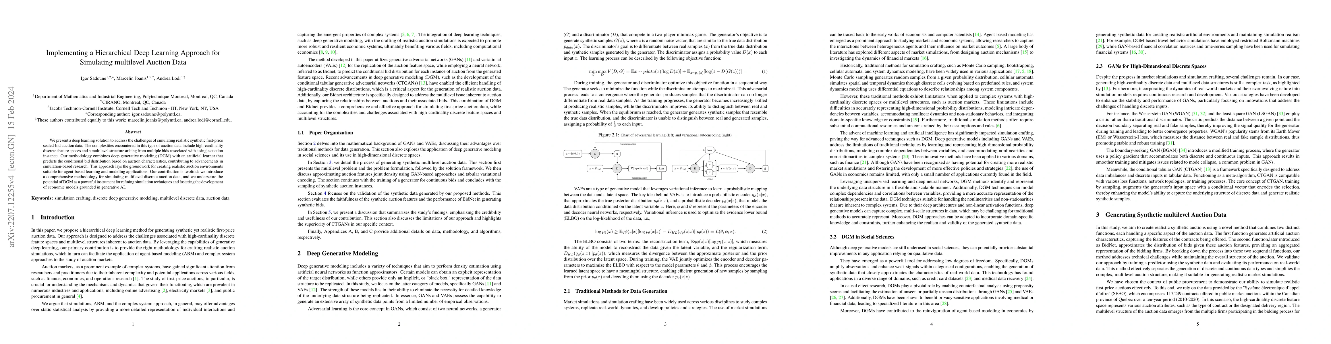 Thumbnail for Implementing a Hierarchical Deep Learning Approach for Simulating
  Multi-Level Auction Data