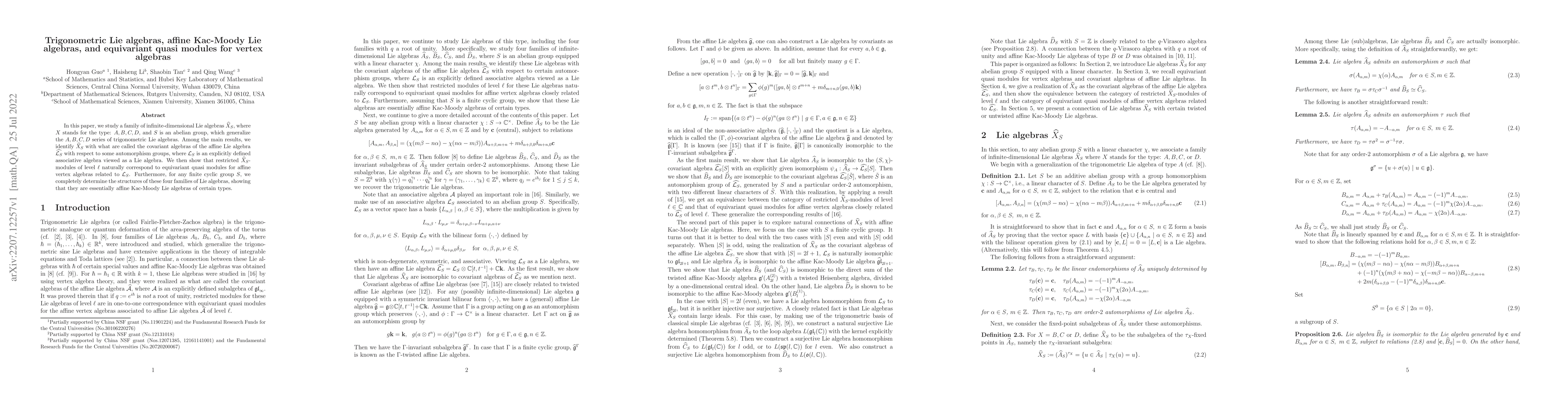 Thumbnail for Trigonometric Lie algebras, affine Kac-Moody Lie algebras, and
  equivariant quasi modules for vertex algebras