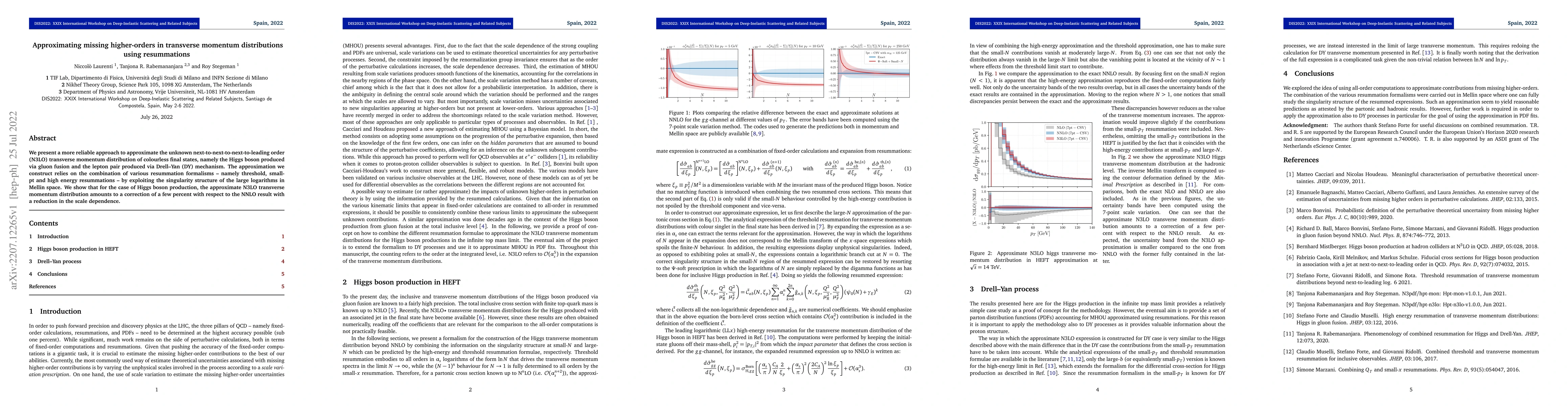 Thumbnail for Approximating missing higher-orders in transverse momentum distributions
  using resummations