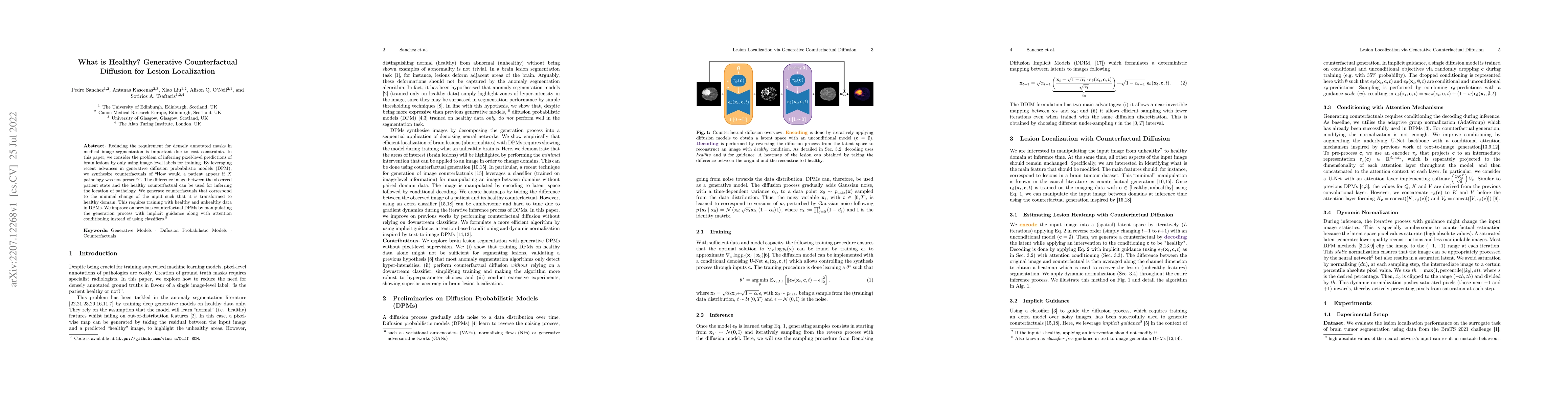 Thumbnail for What is Healthy? Generative Counterfactual Diffusion for Lesion
  Localization