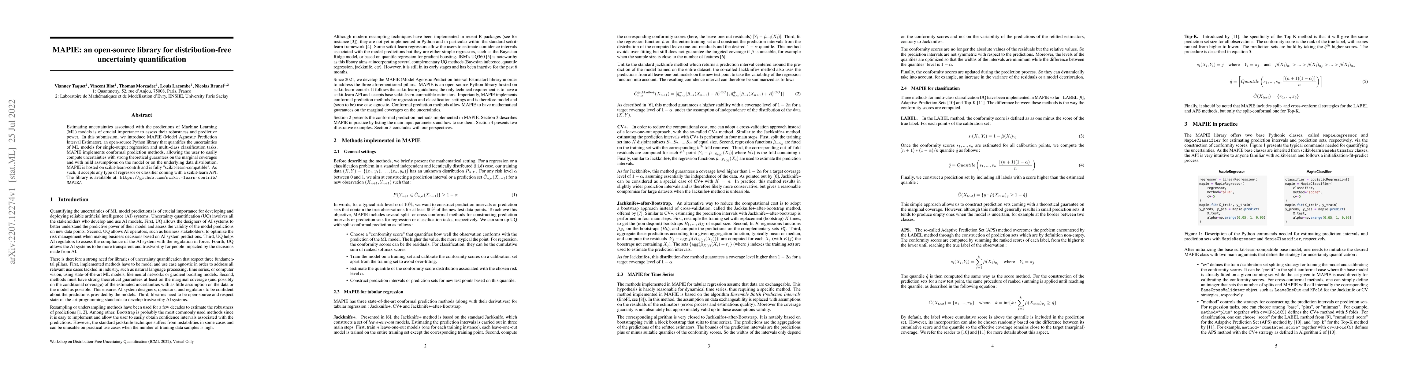 Thumbnail for MAPIE: an open-source library for distribution-free uncertainty
  quantification