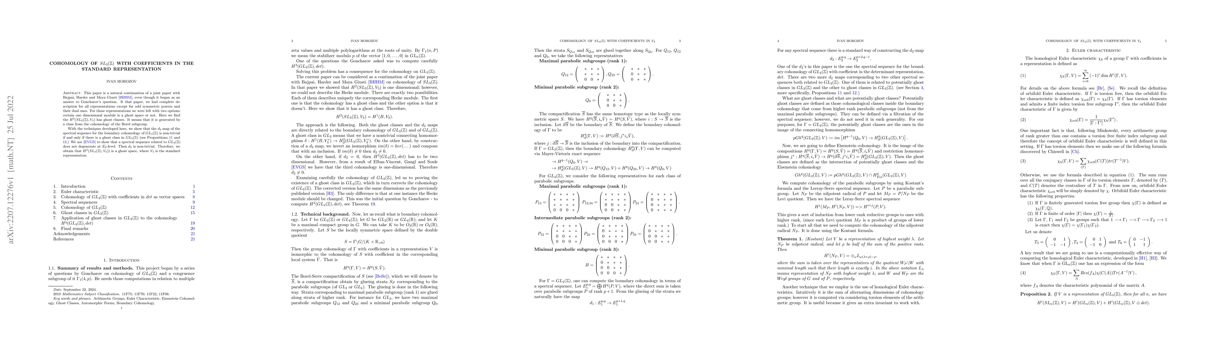 Thumbnail for Cohomology of SL(3,Z) with coefficients in the standard representation