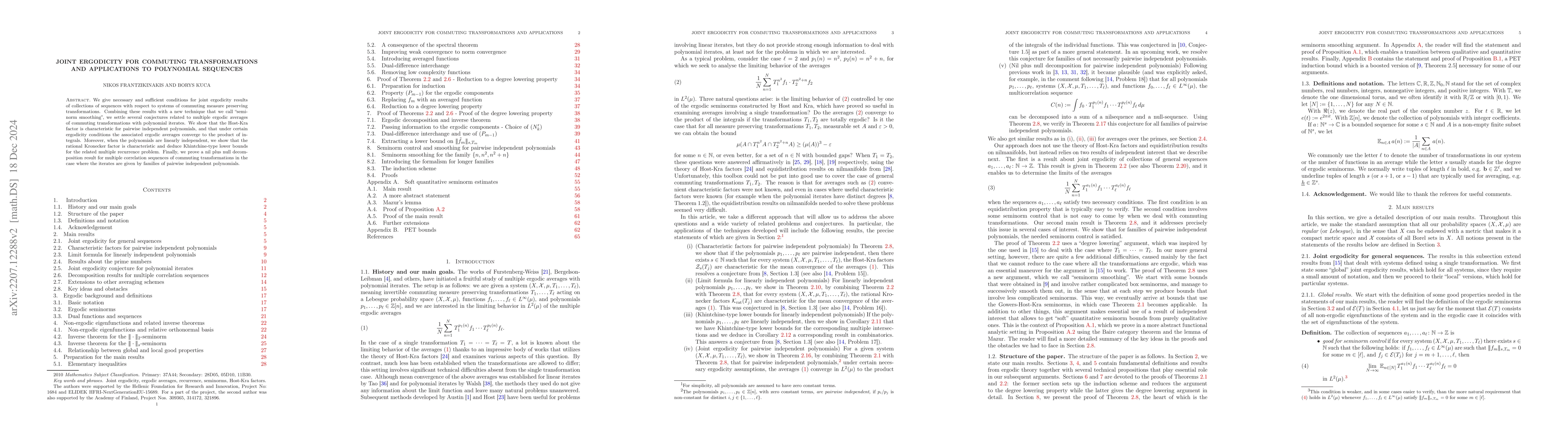 Thumbnail for Joint ergodicity for commuting transformations and applications to
  polynomial sequences