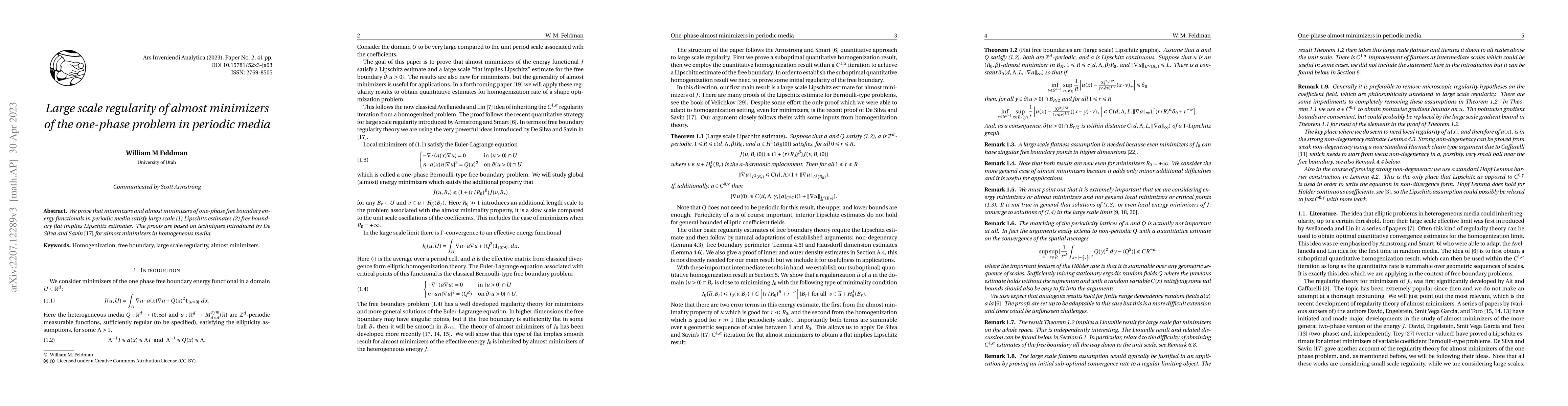 Thumbnail for Large scale regularity of almost minimizers of the one-phase problem in
  periodic media