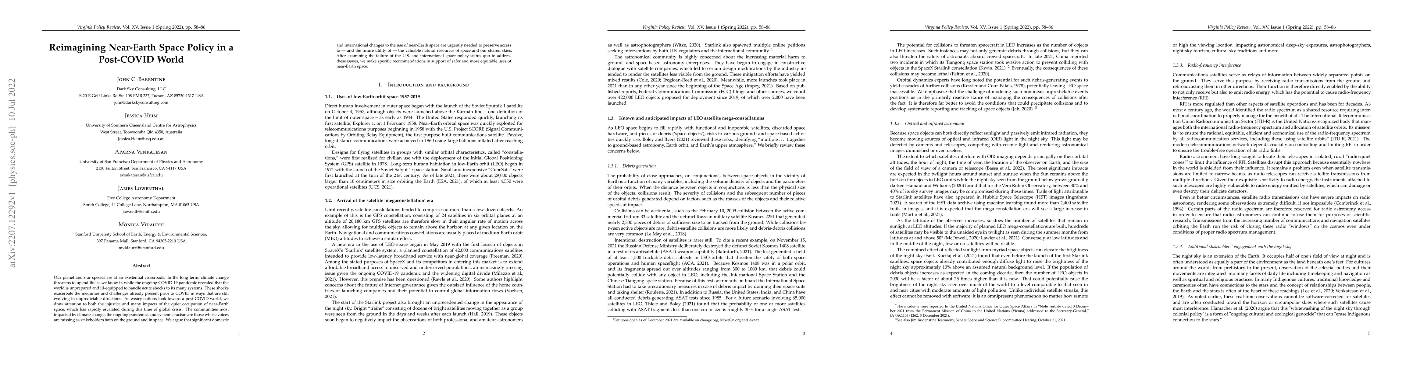 Thumbnail for Reimagining Near-Earth Space Policy in a Post-COVID World