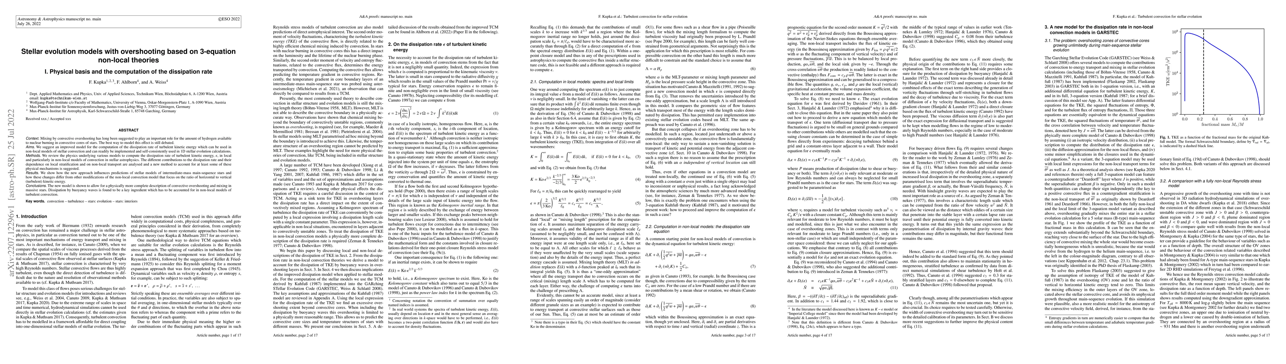 Thumbnail for Stellar evolution models with overshooting based on 3-equation non-local
  theories I. Physical basis and the computation of the dissipation rate
