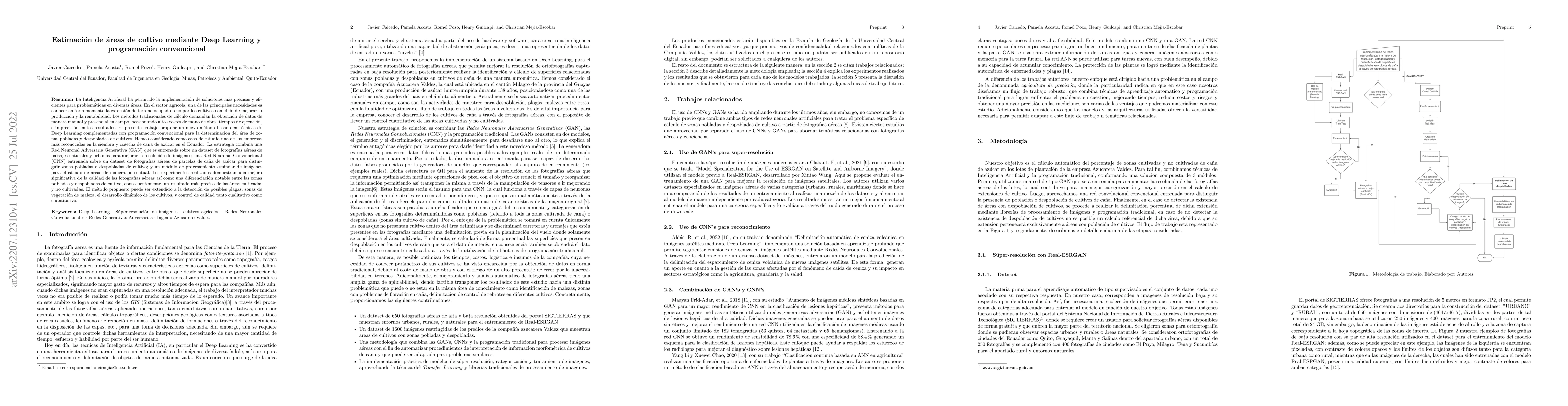 Thumbnail for Estimaci\'on de \'areas de cultivo mediante Deep Learning y
  programaci\'on convencional