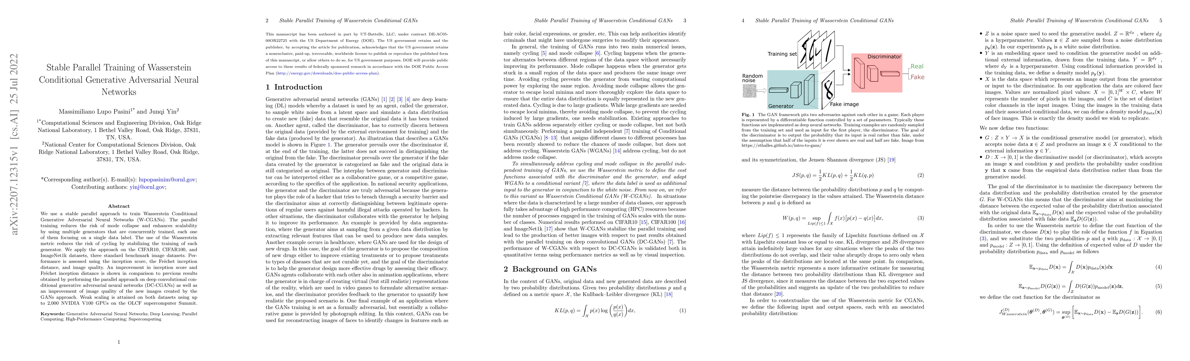 Thumbnail for Stable Parallel Training of Wasserstein Conditional Generative
  Adversarial Neural Networks