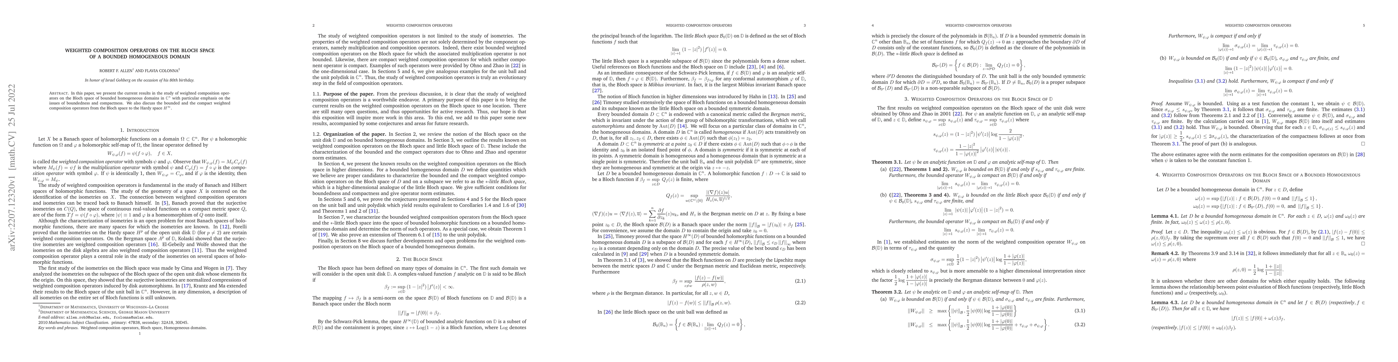 Thumbnail for Weighted composition operators on the Bloch space of a bounded
  homogeneous domain