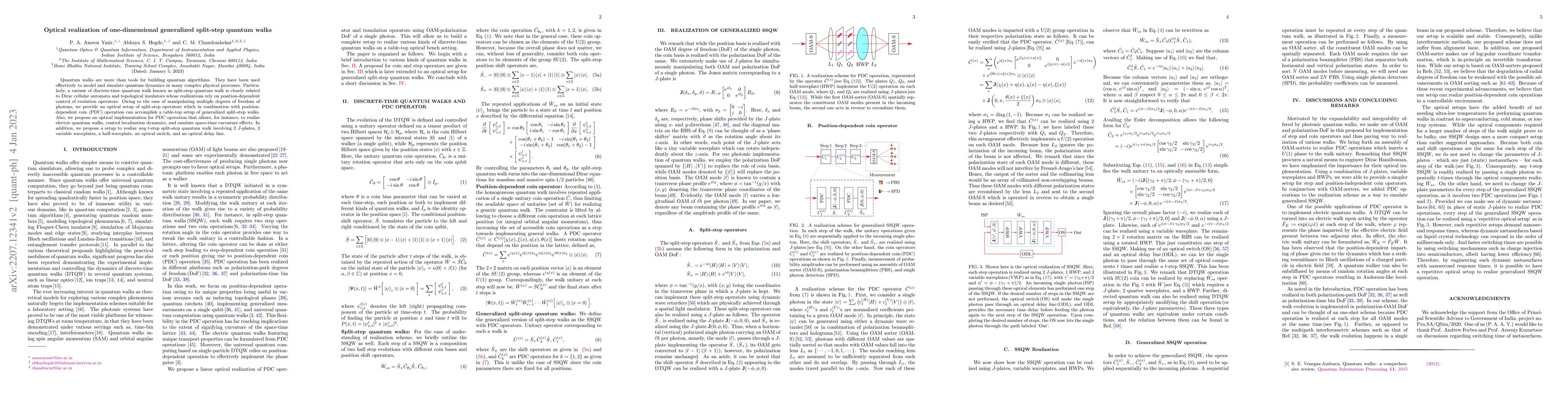 Thumbnail for Optical realization of one-dimensional generalized split-step quantum
  walks