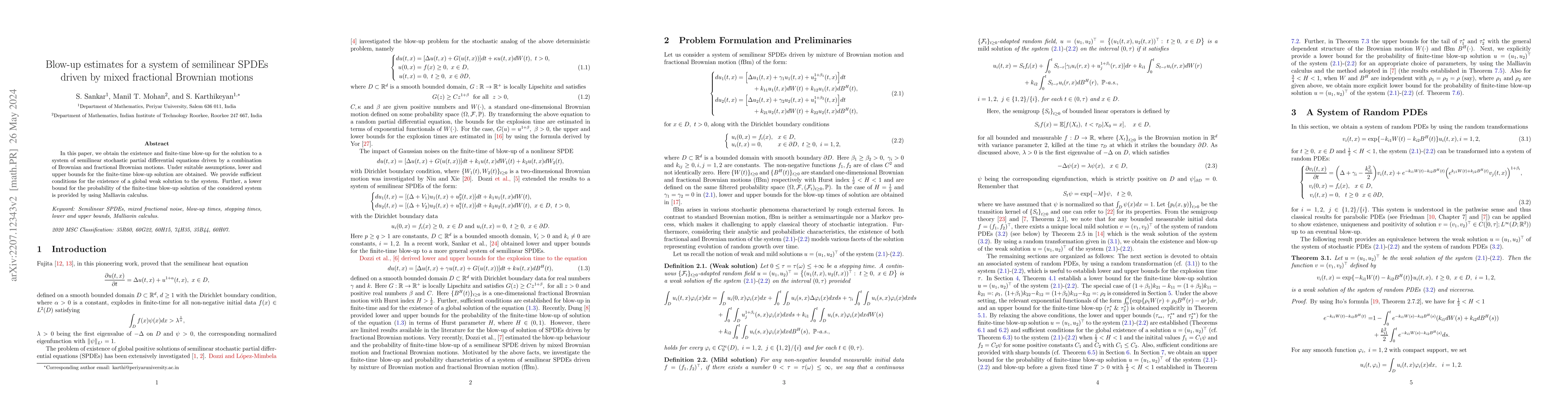 Thumbnail for Blow-up estimates for a system of semilinear SPDEs driven by mixed
  fractional Brownian motions