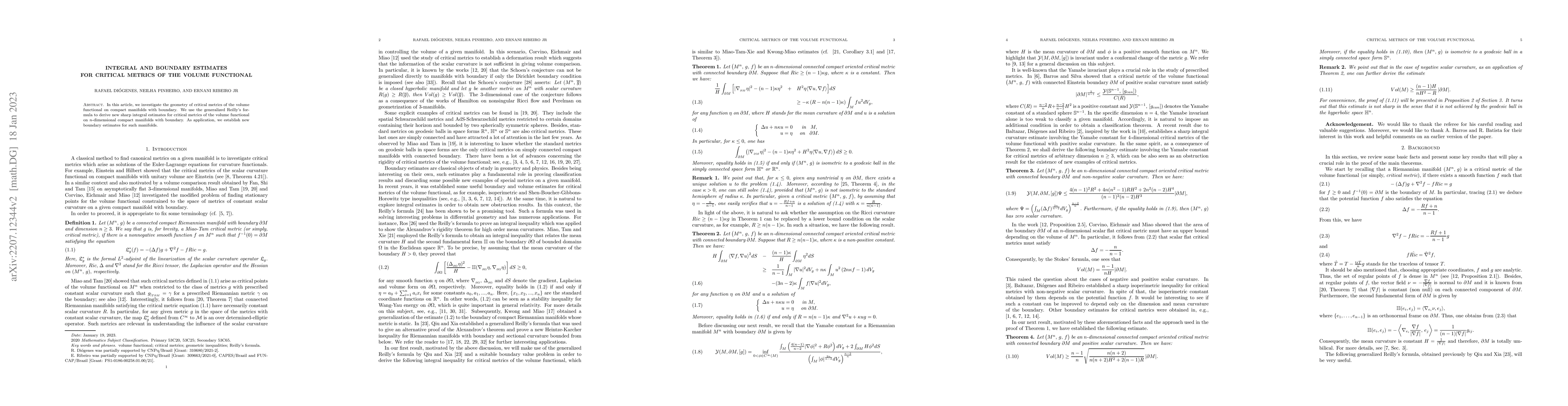 Thumbnail for Integral and boundary estimates for critical metrics of the volume
  functional
