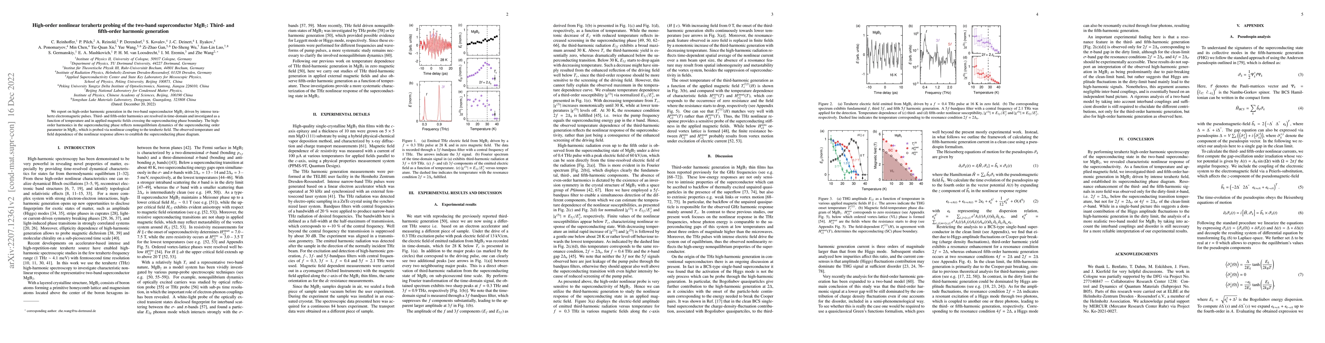 Thumbnail for High-order nonlinear terahertz probing of the two-band superconductor
  MgB$_2$: Third- and fifth-order harmonic generation