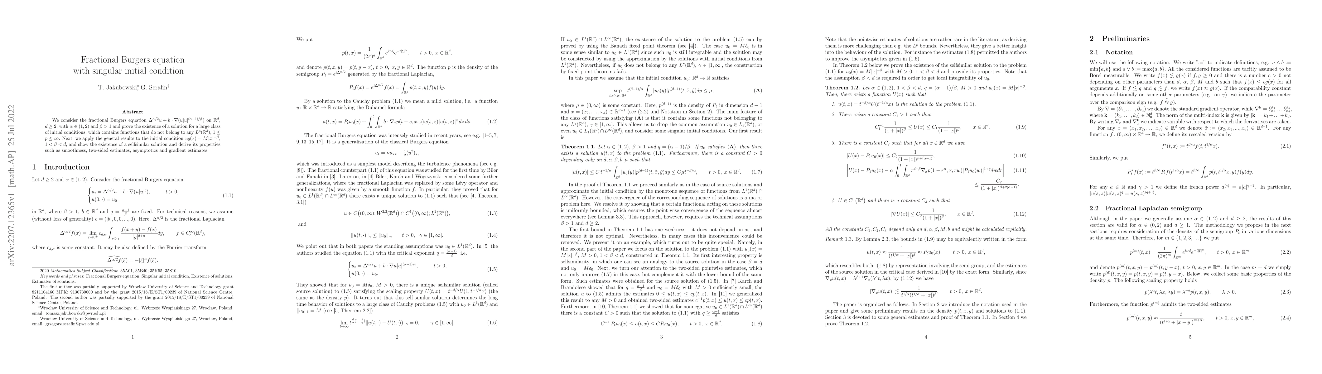 Thumbnail for Fractional Burgers equation with singular initial condition