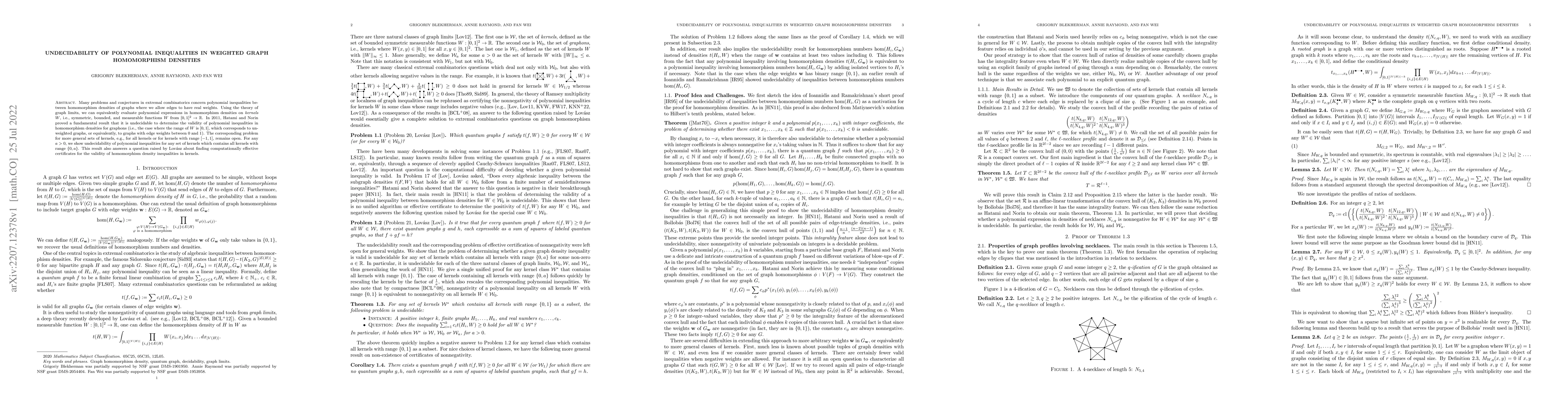 Thumbnail for Undecidability of polynomial inequalities in weighted graph homomorphism
  densities