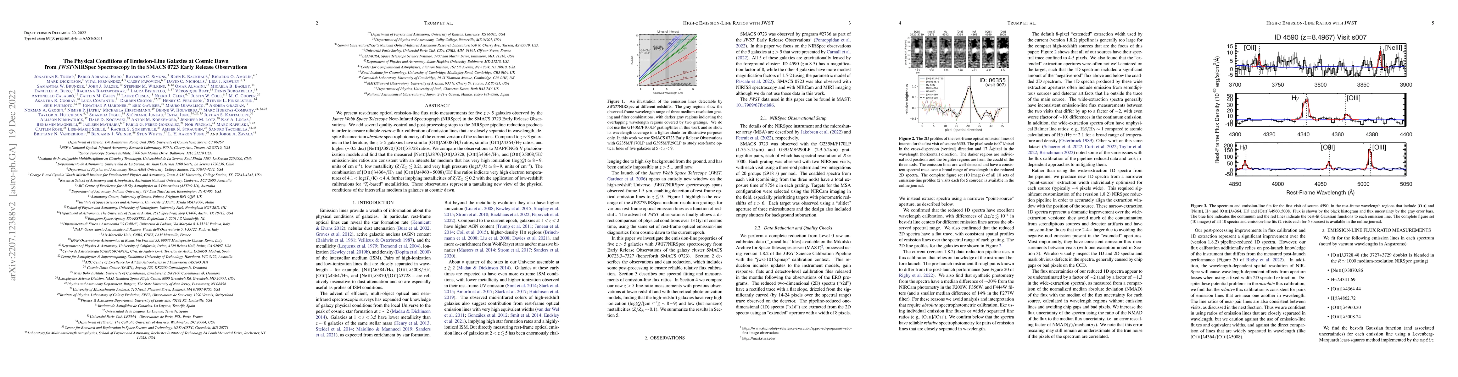 Thumbnail for The Physical Conditions of Emission-Line Galaxies at Cosmic Dawn from
  JWST/NIRSpec Spectroscopy in the SMACS 0723 Early Release Observations