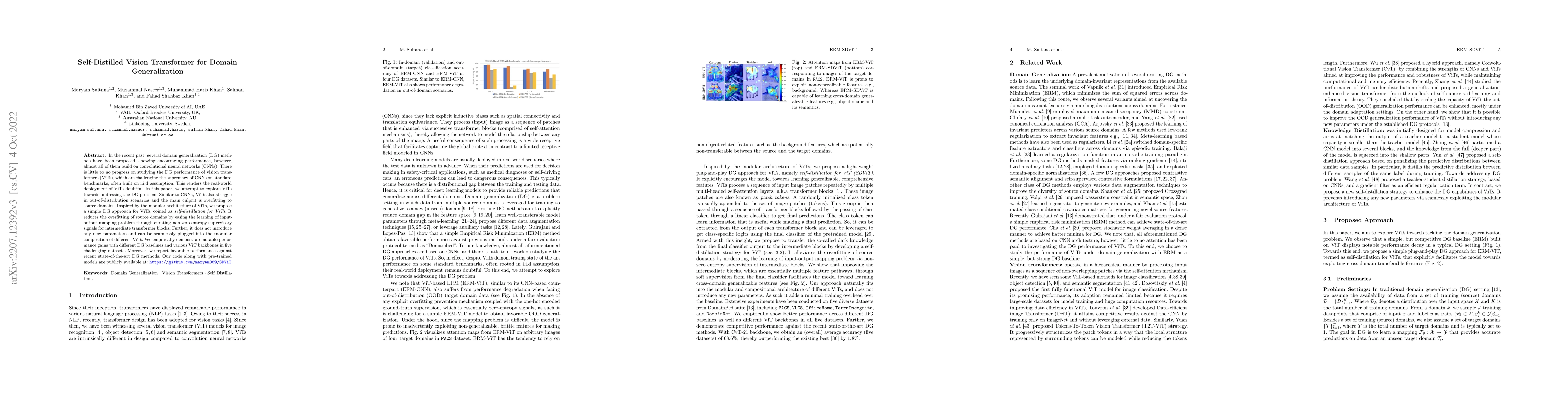 Thumbnail for Self-Distilled Vision Transformer for Domain Generalization