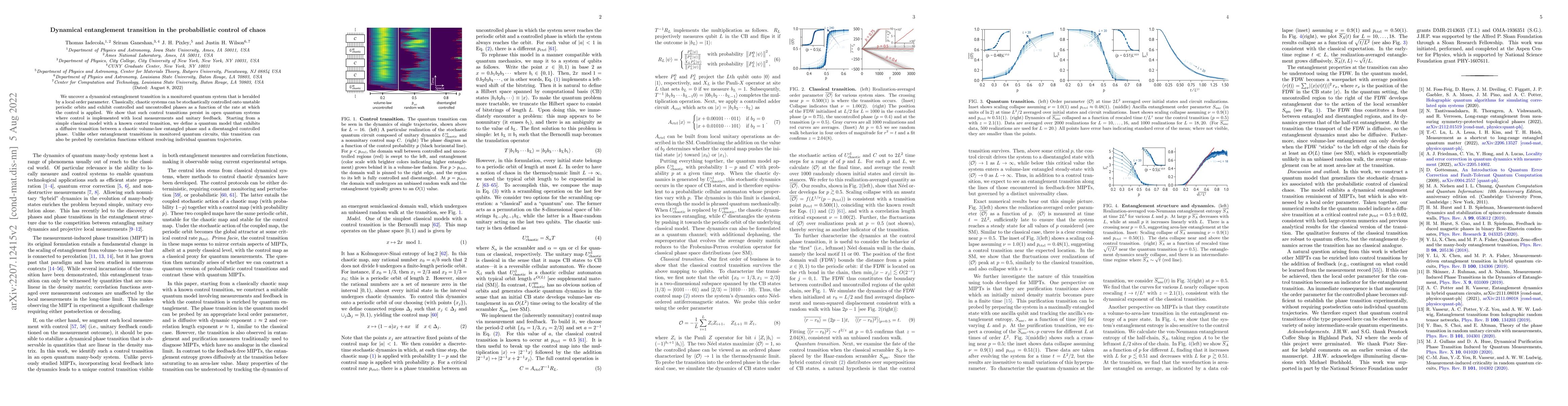 Thumbnail for Dynamical entanglement transition in the probabilistic control of chaos
