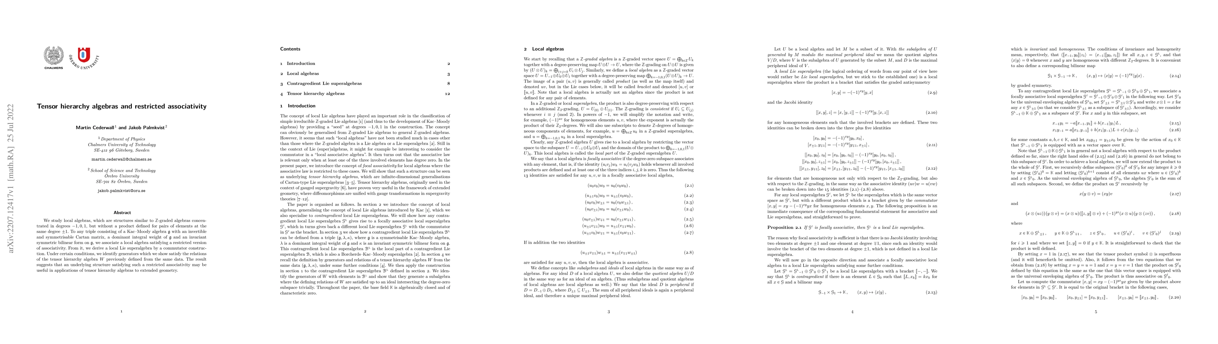 Thumbnail for Tensor hierarchy algebras and restricted associativity