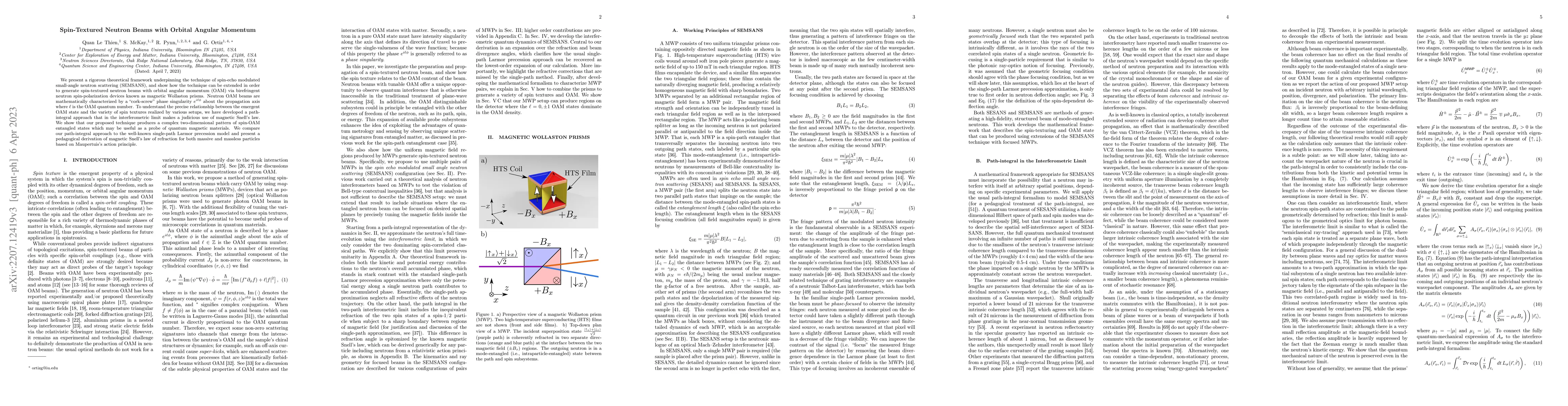 Thumbnail for Spin-Textured Neutron Beams with Orbital Angular Momentum
