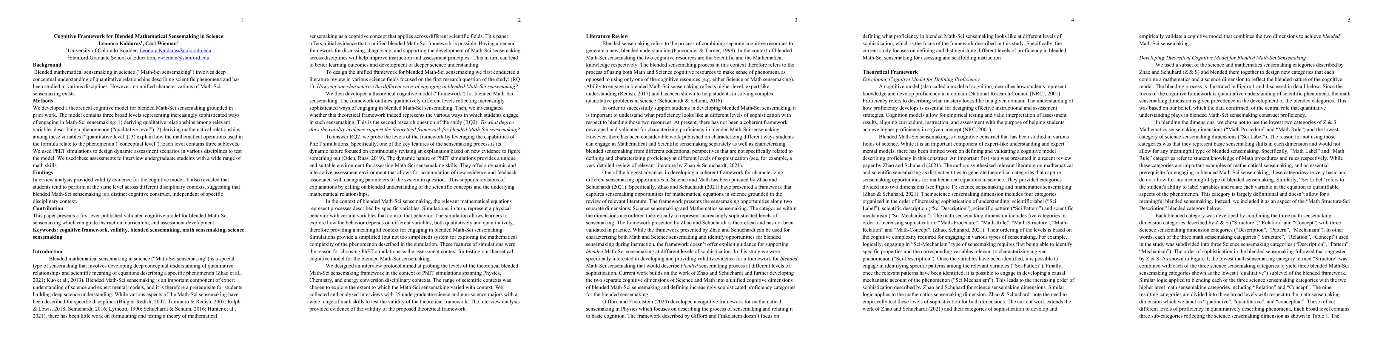 Thumbnail for Cognitive Framework for Blended Mathematical Sensemaking in Science