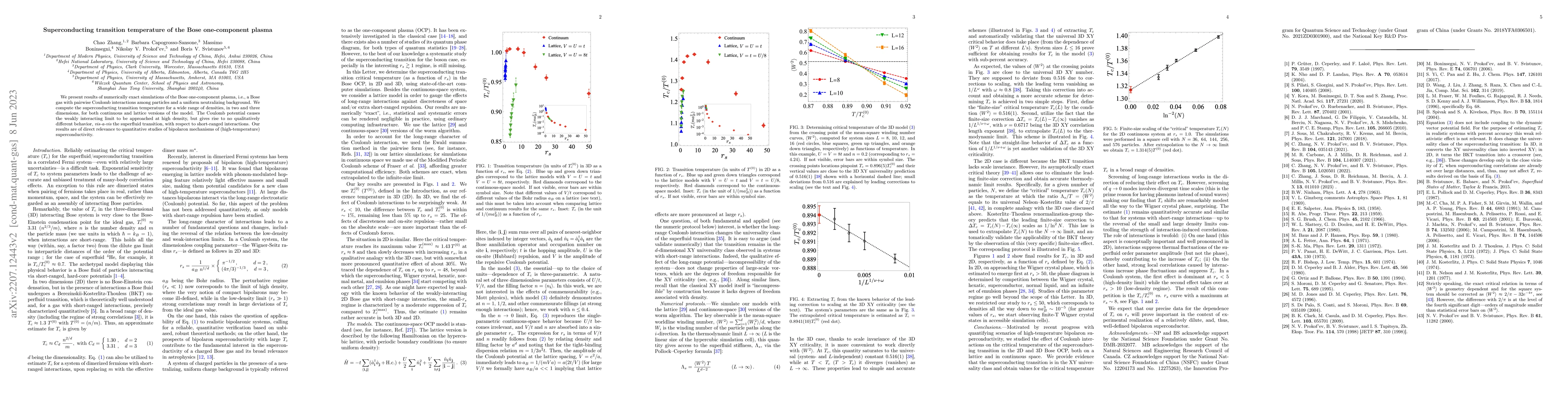 Thumbnail for Superconducting transition temperature of the Bose one-component plasma
