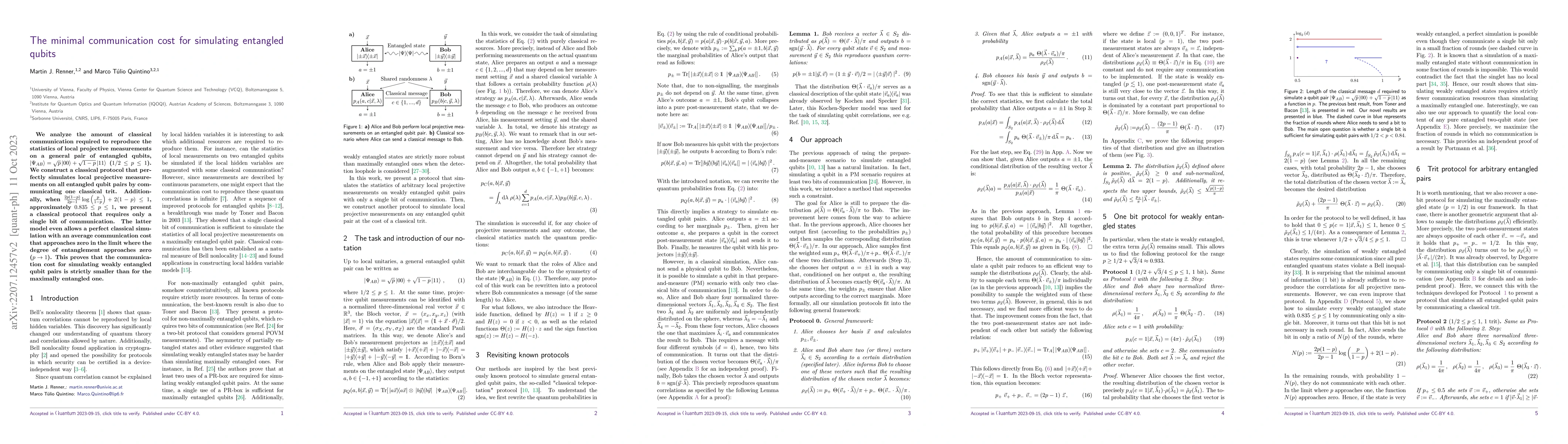 Thumbnail for The minimal communication cost for simulating entangled qubits