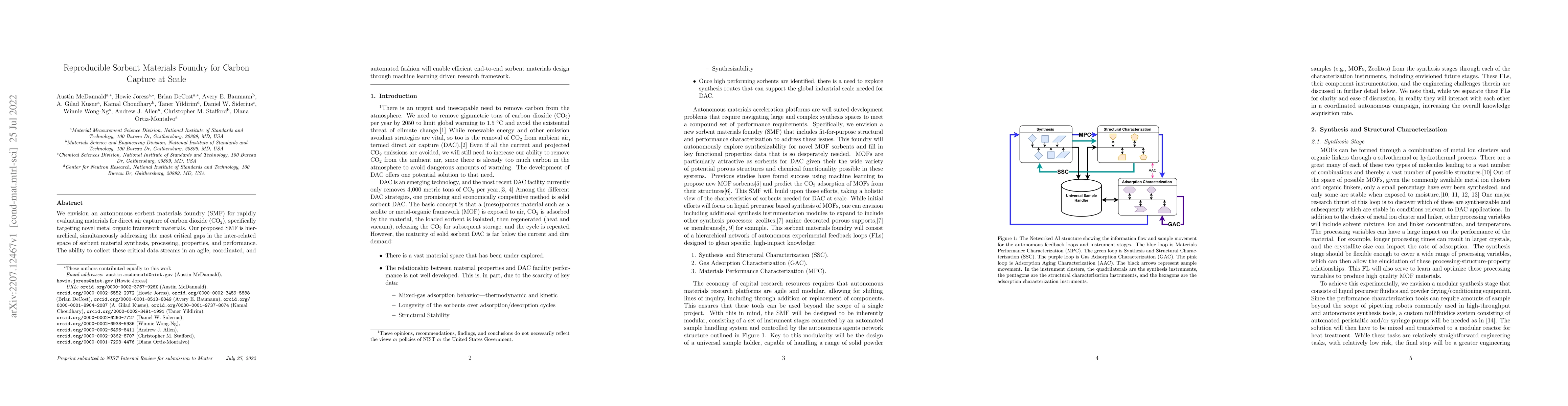 Thumbnail for Reproducible Sorbent Materials Foundry for Carbon Capture at Scale