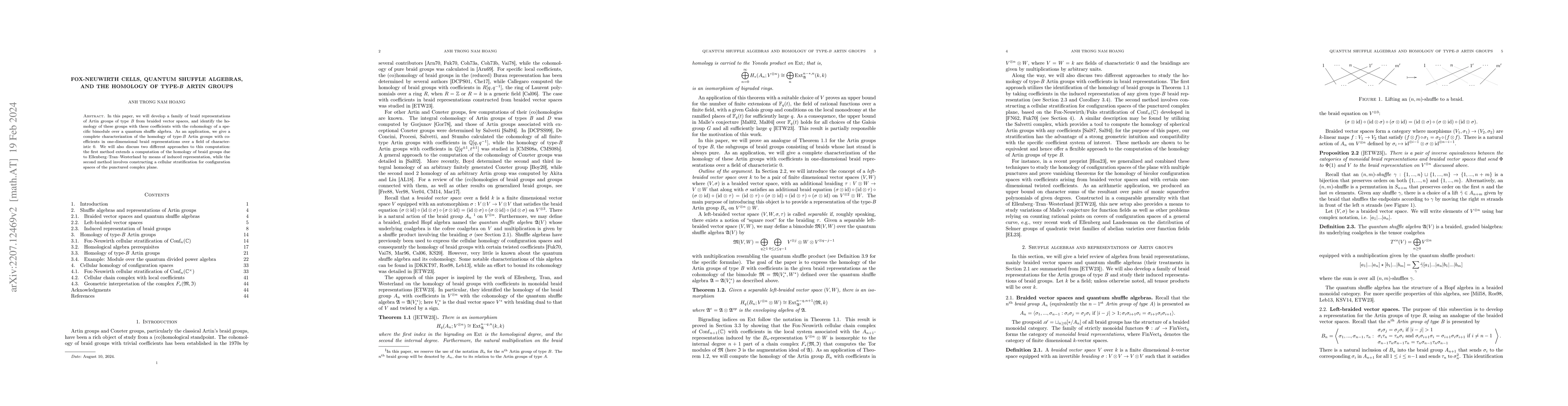 Thumbnail for Fox-Neuwirth cells, quantum shuffle algebras, and the homology of type-B
  Artin groups