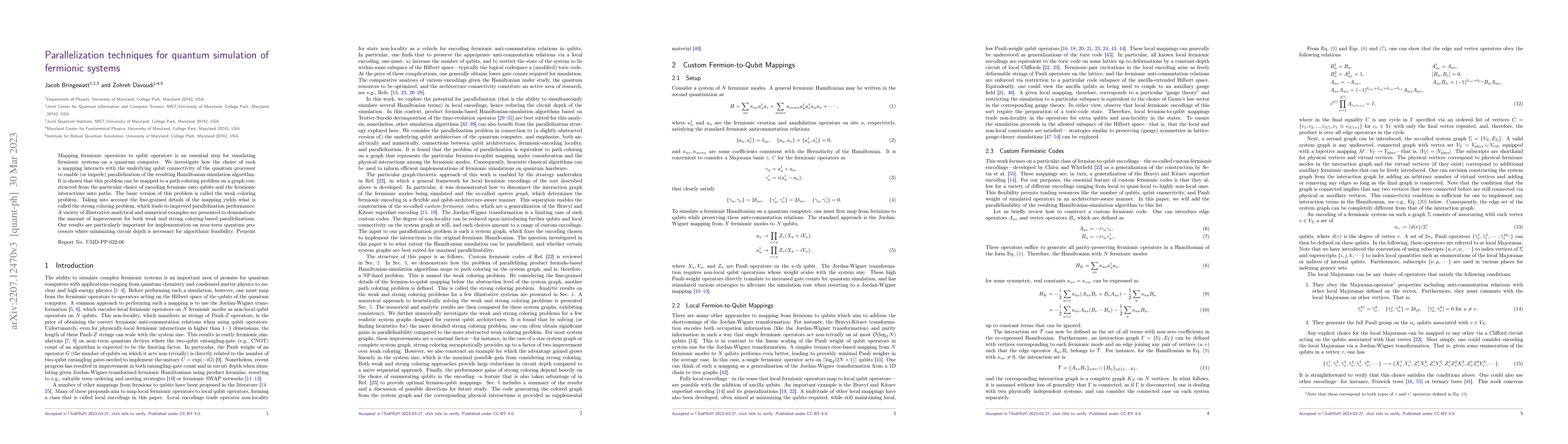 Thumbnail for Parallelization techniques for quantum simulation of fermionic systems