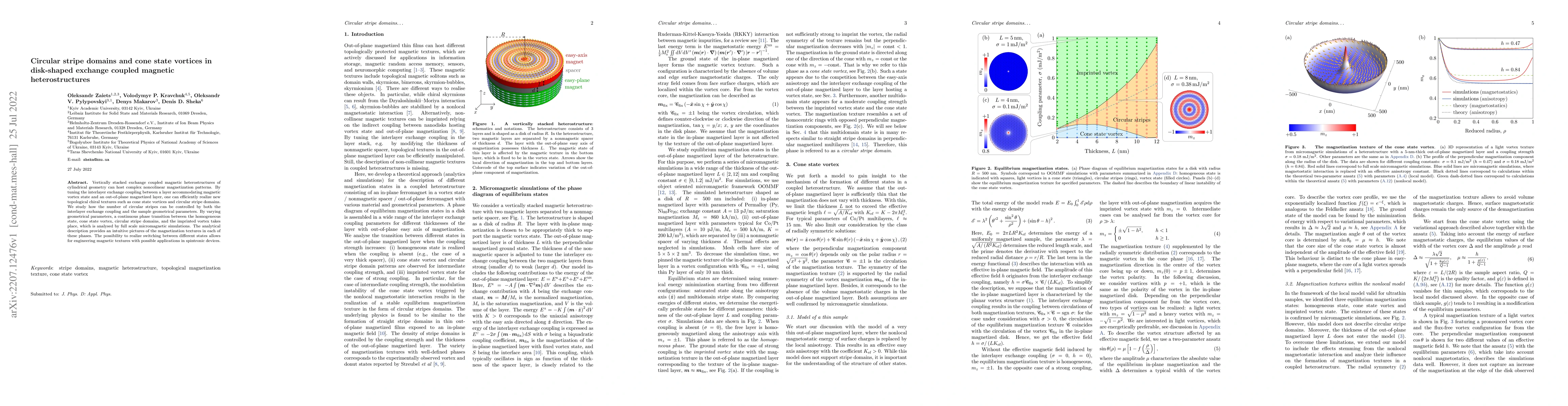 Thumbnail for Circular stripe domains and cone state vortices in disk-shaped exchange
  coupled magnetic heterostructures