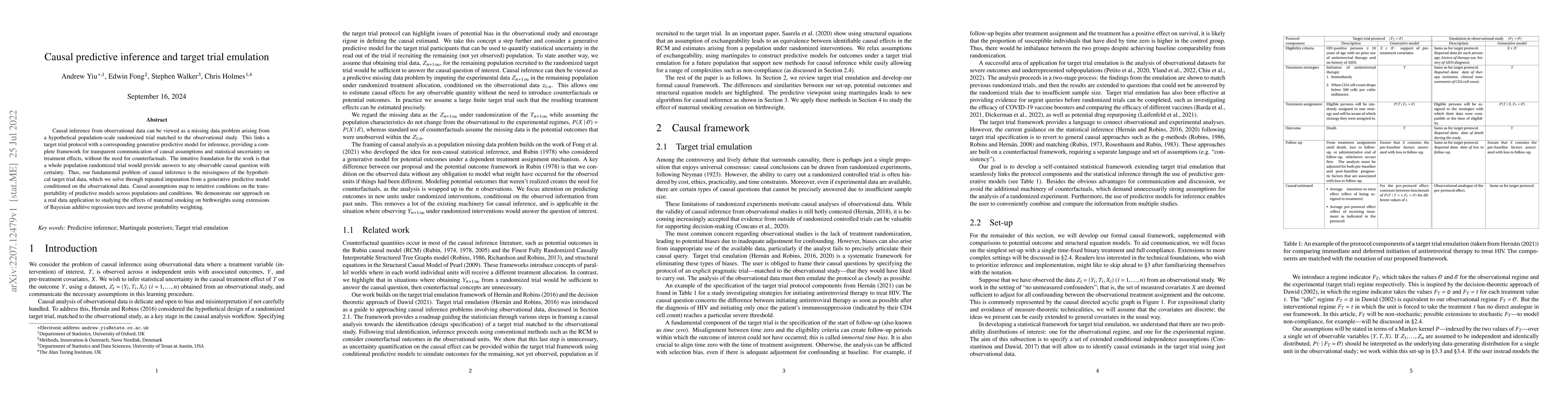 Thumbnail for Causal predictive inference and target trial emulation