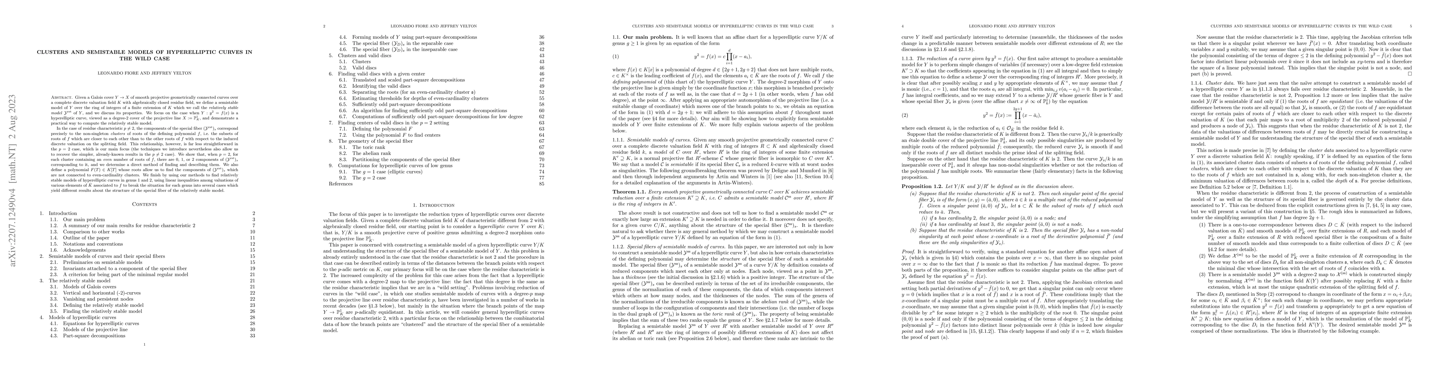 Thumbnail for Clusters and semistable models of hyperelliptic curves in the wild case