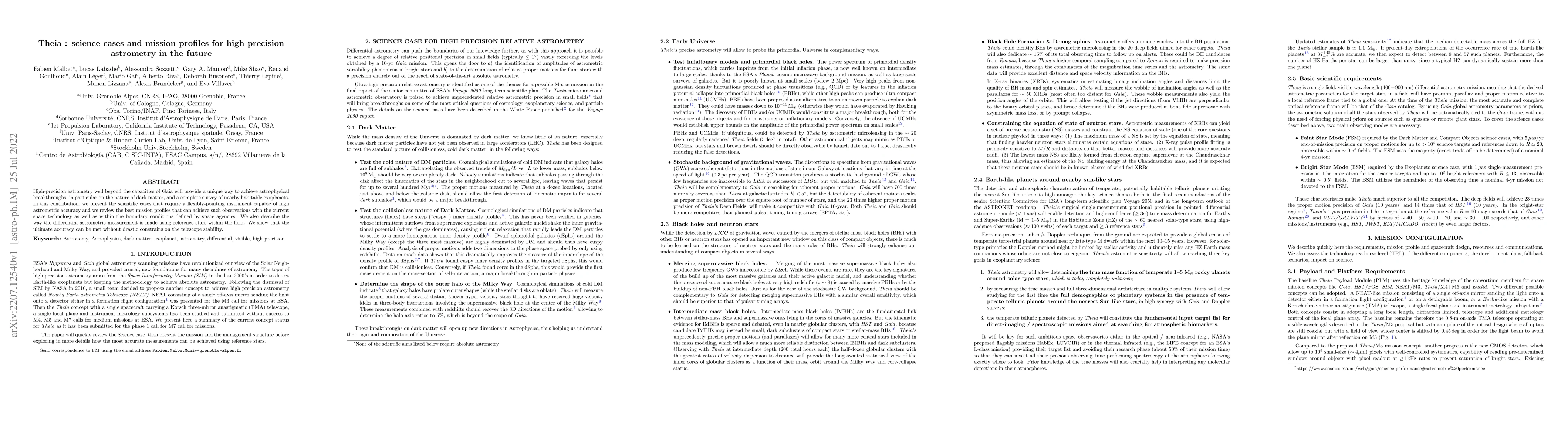Thumbnail for Theia : science cases and mission profiles for high precision astrometry
  in the future