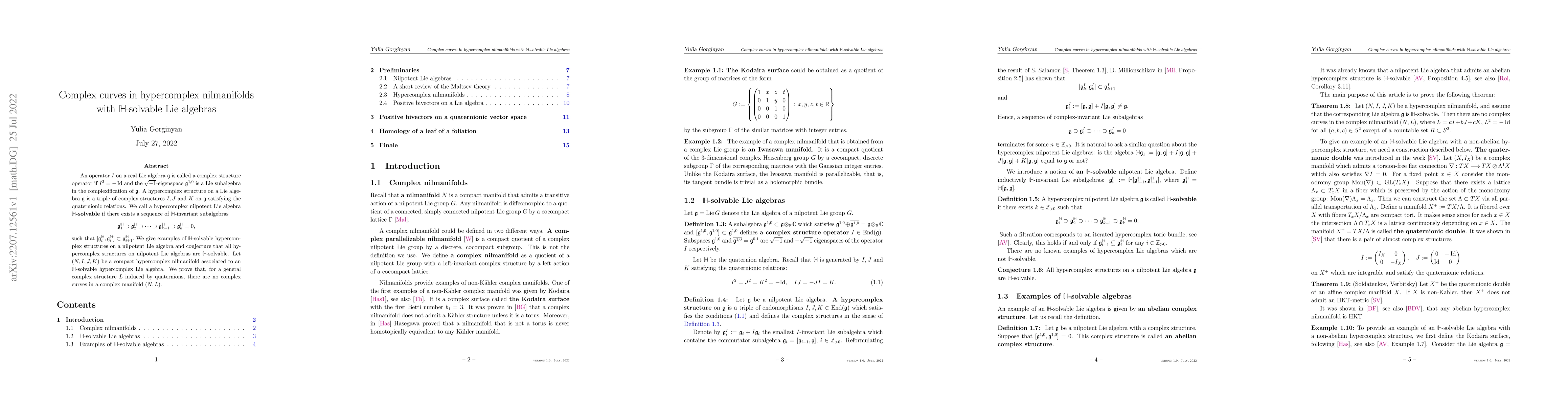 Thumbnail for Complex curves in hypercomplex nilmanifolds with H-solvable Lie algebras